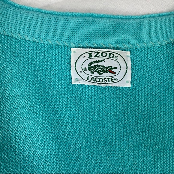 Izod Lacoste turquoise cardigan size 38 Medium - Picture 2 of 3